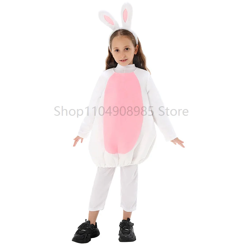 

New Christmas Costume Animal Tunic With Headband Set White Rabbit Fancy Dress Up Children Party Bunny Costume