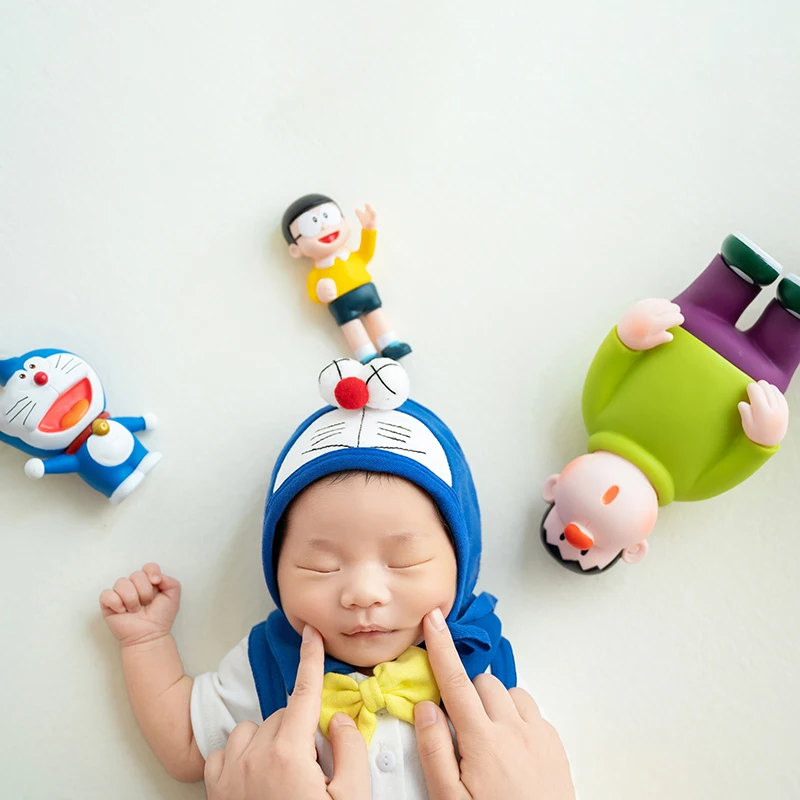 Cartoon Newborn Clothing For Photo Doraemon Theme Photography Props Cute Tinker bell Shoot Deconation Baby Overalls Hat Outfit