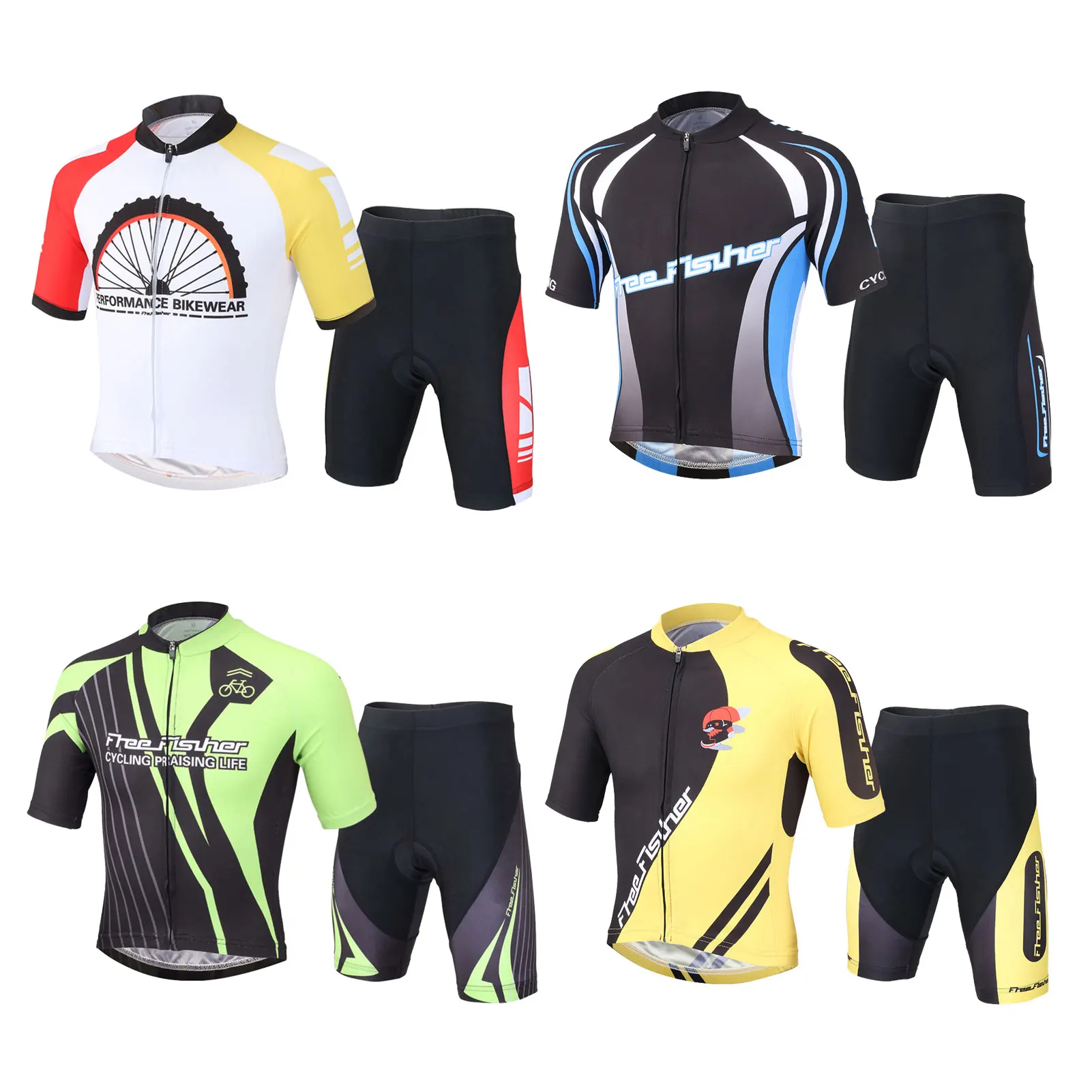 Kids Cycling Jersey Set Cartoon Print Children Cycling Clothing Summer Bike Jersey Shorts Quick Dry Bicycle Jersey for Summer