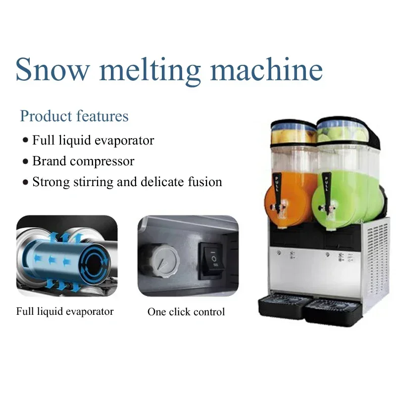 

12L*2 Singel Tank Slush Ice Machine Ice Cream Snow Smoothie Beverage Granita Maker Stainless Steel for Business Commercial