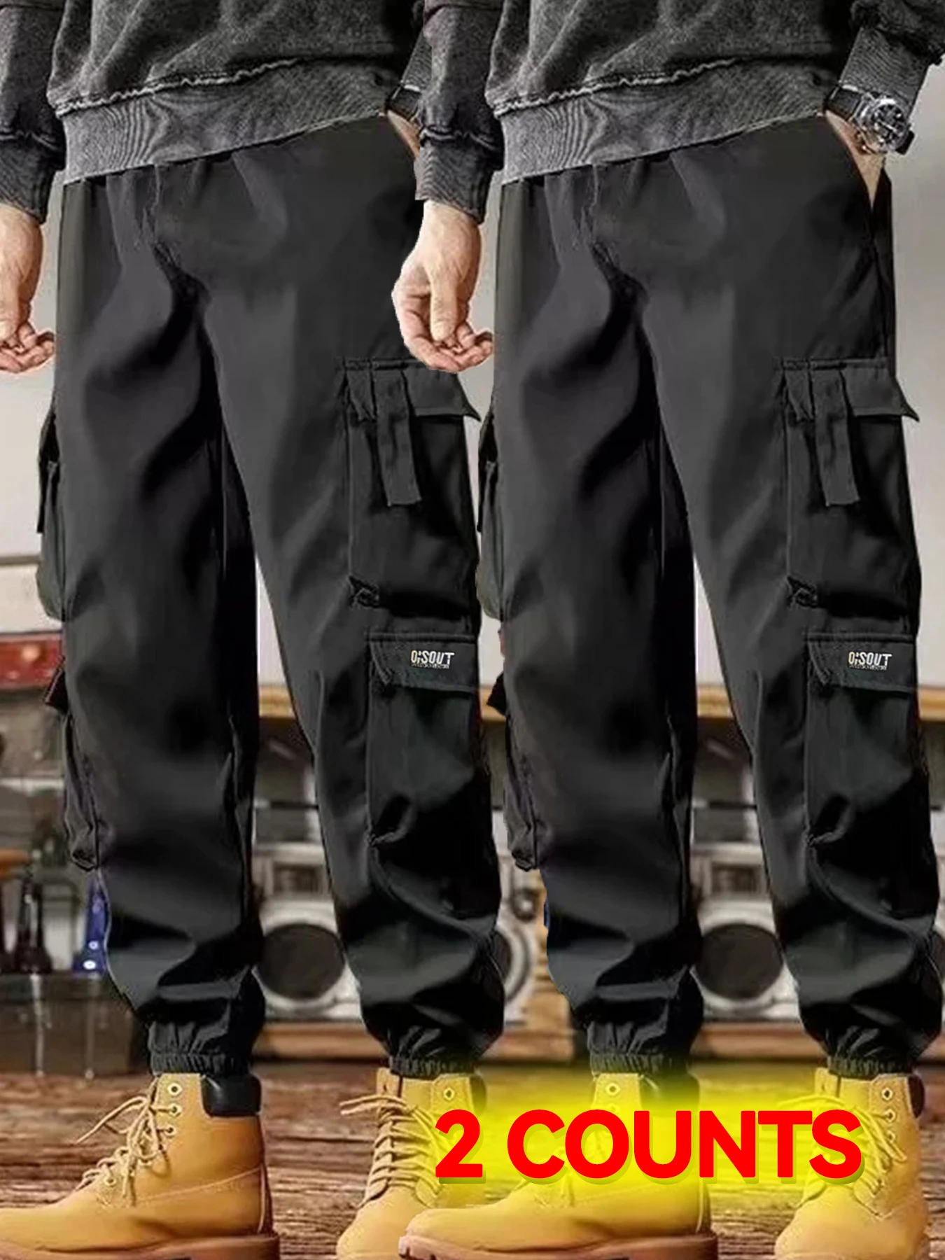 Quick drying breathable ice feeling American workwear paratroopers men's loose thin drawstring casual pants trendy