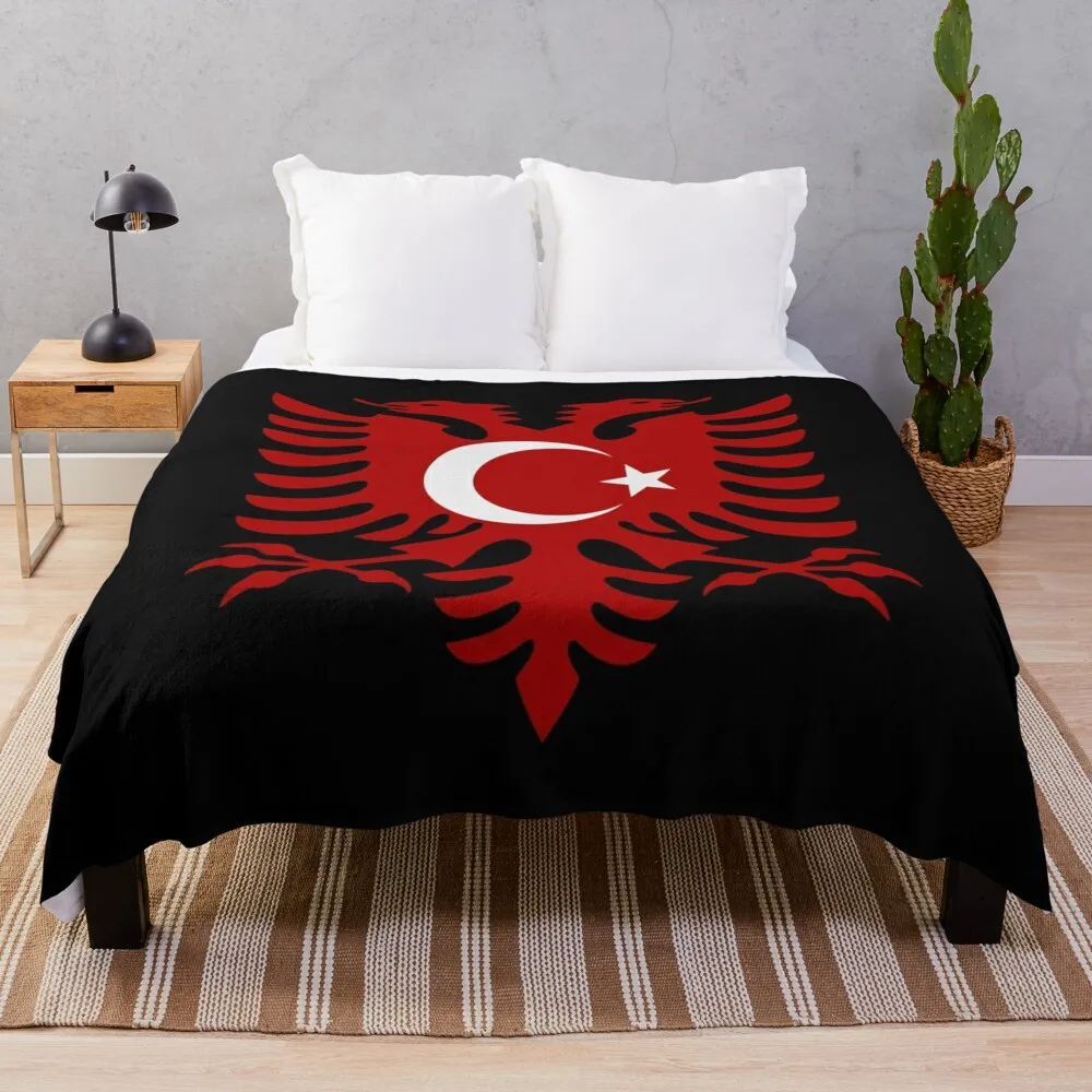 Turkey Albania flag Throw Blanket Decoratives Loose Multi-Purpose Blankets