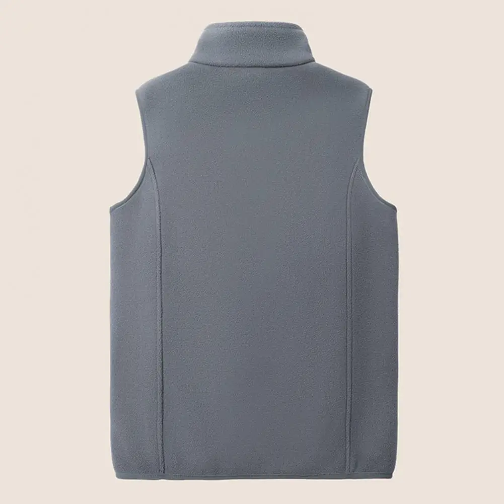 

Men Fleece Vest Coat With Pockets StandUp Collar Sleeveless Zipper Soft Warm Fleece Plush Base Waistcoat Autumn Winter Waistcoat