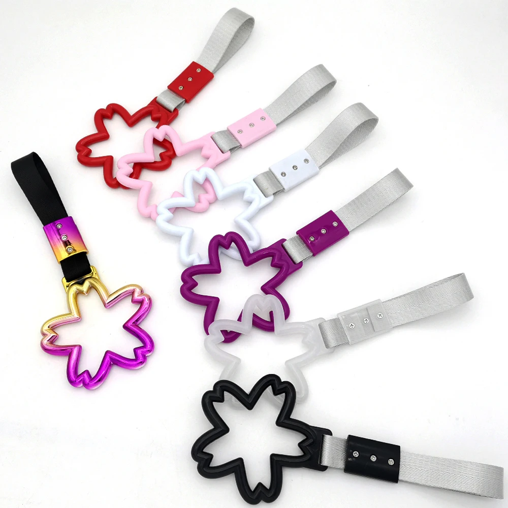 Flower type JDM Train Bus Handle Hand Strap 1pcs Tsurikawa Ring Heart Styling Drift Charm Strap Drift Auto Accessories Car Strap