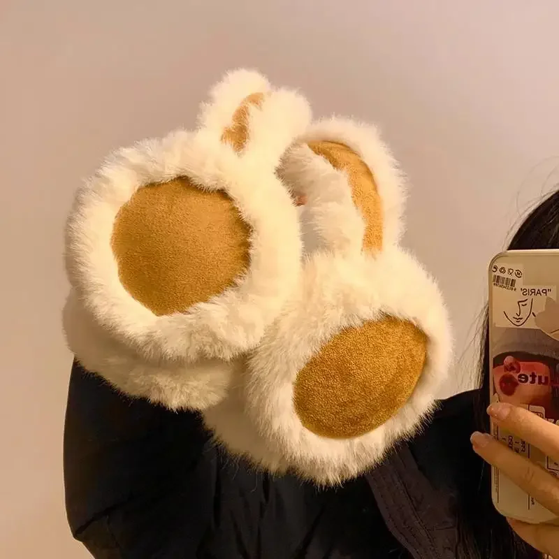 Soft Fluffy Fleece Ear Cover Foldable Plush Winter Ear Muffs Thickened Windproof Ear Warmers For Cold Weather Outdoor Activitie