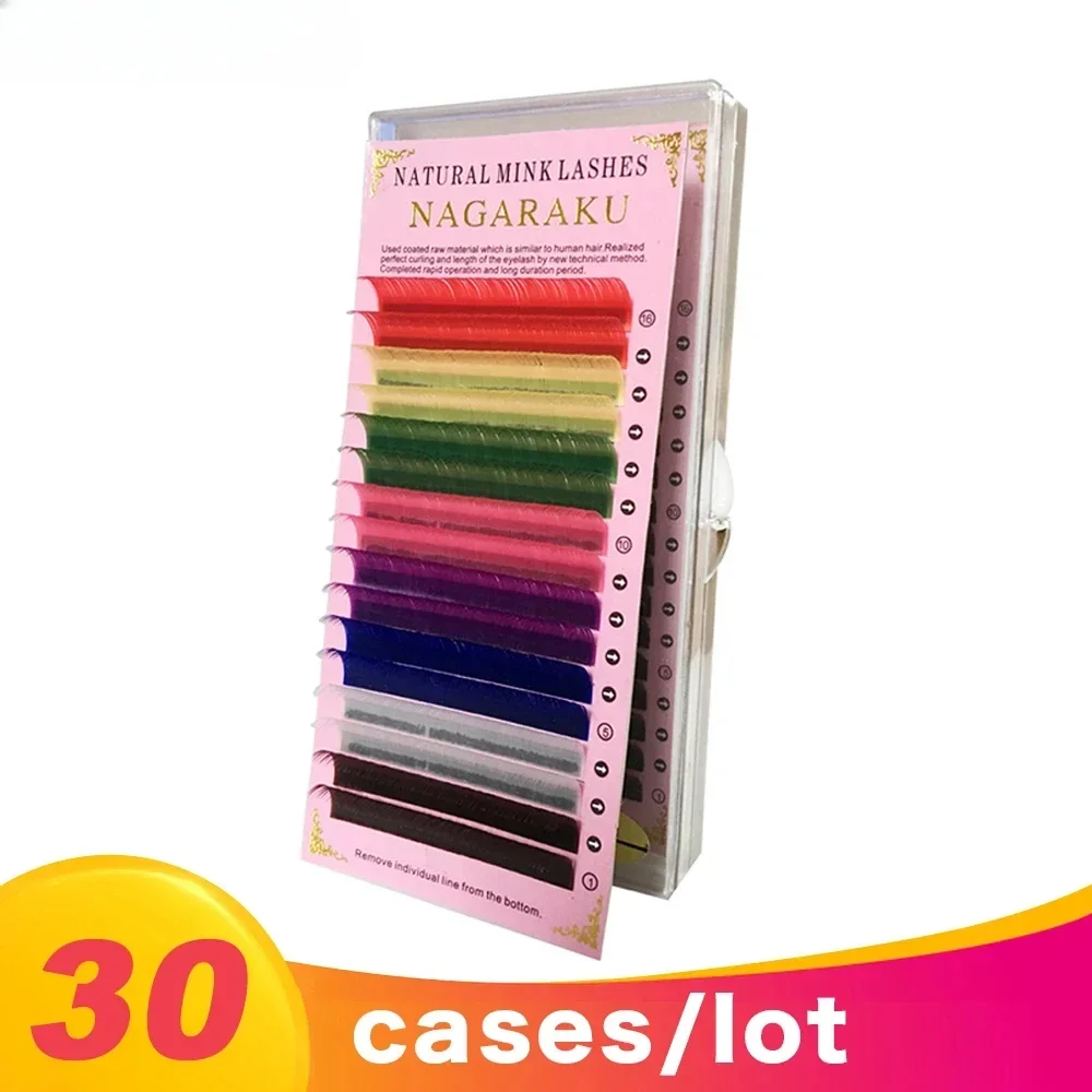 

30 cases 16rows/tray 8 Colors Eyelashes Maquiagem Make up Mink Lashes Rainbow Color Eyelash Soft Cilios Light Natural