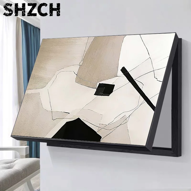 Minimalist Wabi-Sabi Abstract Living Room Wall Art - Nordic Style Electrical Box Cover Prints for Circuit Breaker & Weak Current