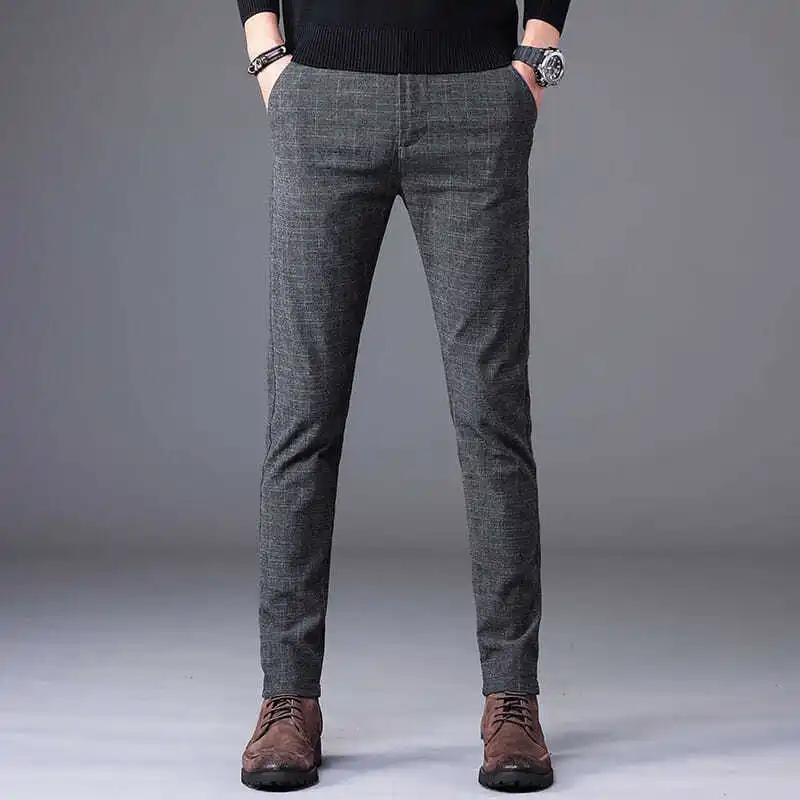 

Business Office Streetwear Fashion Men's Plaid Suit Pants Spring Korean Male Clothing Casual New Slim Straight Trousers JJ221