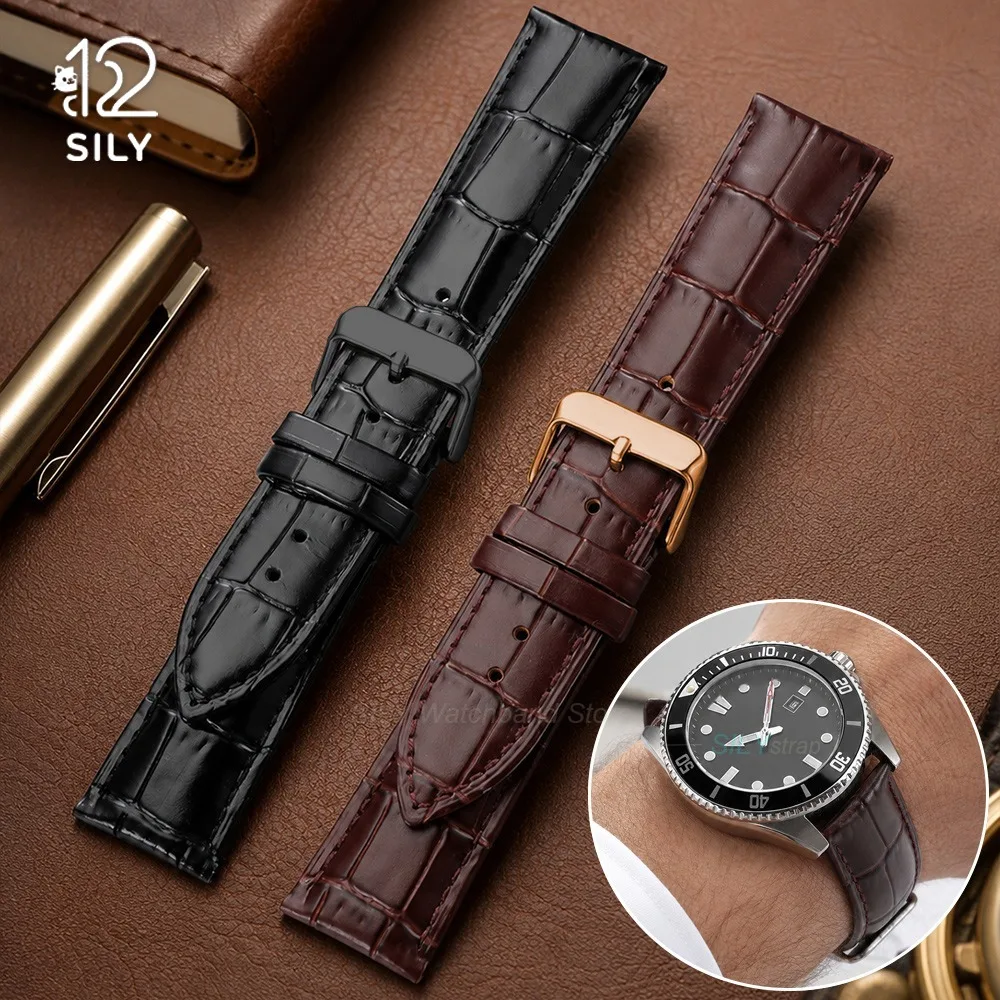 12/14/16/18/19/20/21/22mm Universelle Leder-Uhrenarmbänder Ersatzarmband Zubehör Litschi-Muster Armband Business-Armband