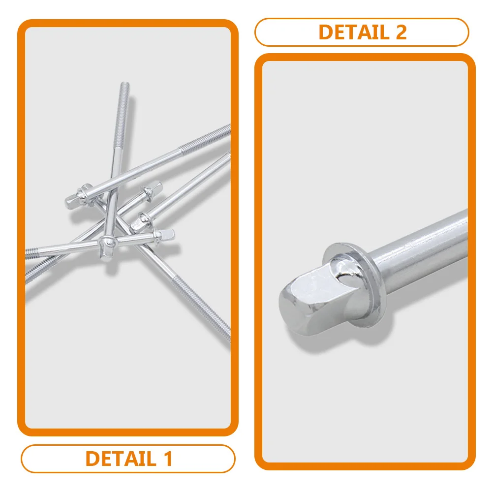 

6 Pcs Drum Kit Percussion Screws Snare Lugs Iron Plating Tight Tension Rods 11cm