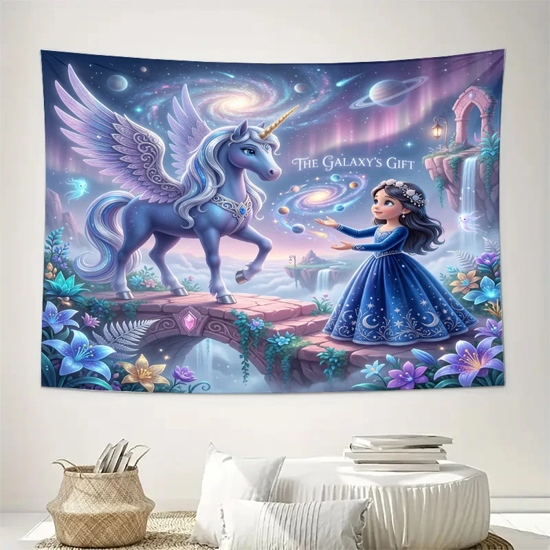 Majestic Unicorn Galaxy Curtain Panel Sheer Window Decor Cosmic Space Fantasy Art Magical Unicorn Nursery Room Gift Curtain Drap