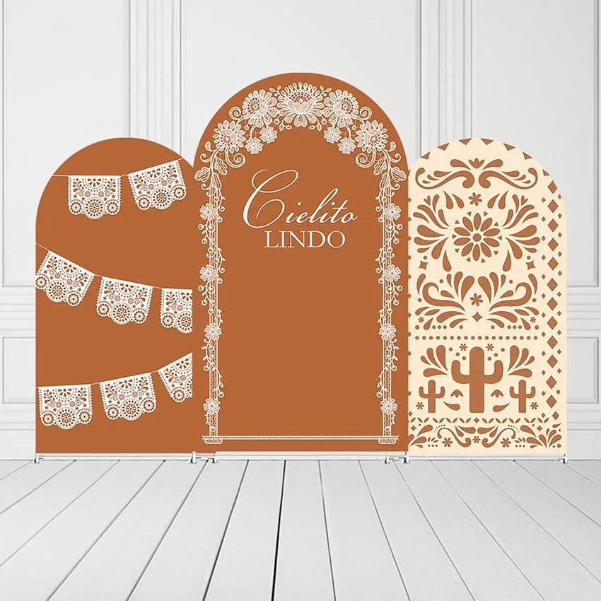 Mehofond personalizado 2 caras marrón Cielito Lindo cumpleaños Fiesta mexicana boda novia ducha cubre arco fondo decoración telón de fondo