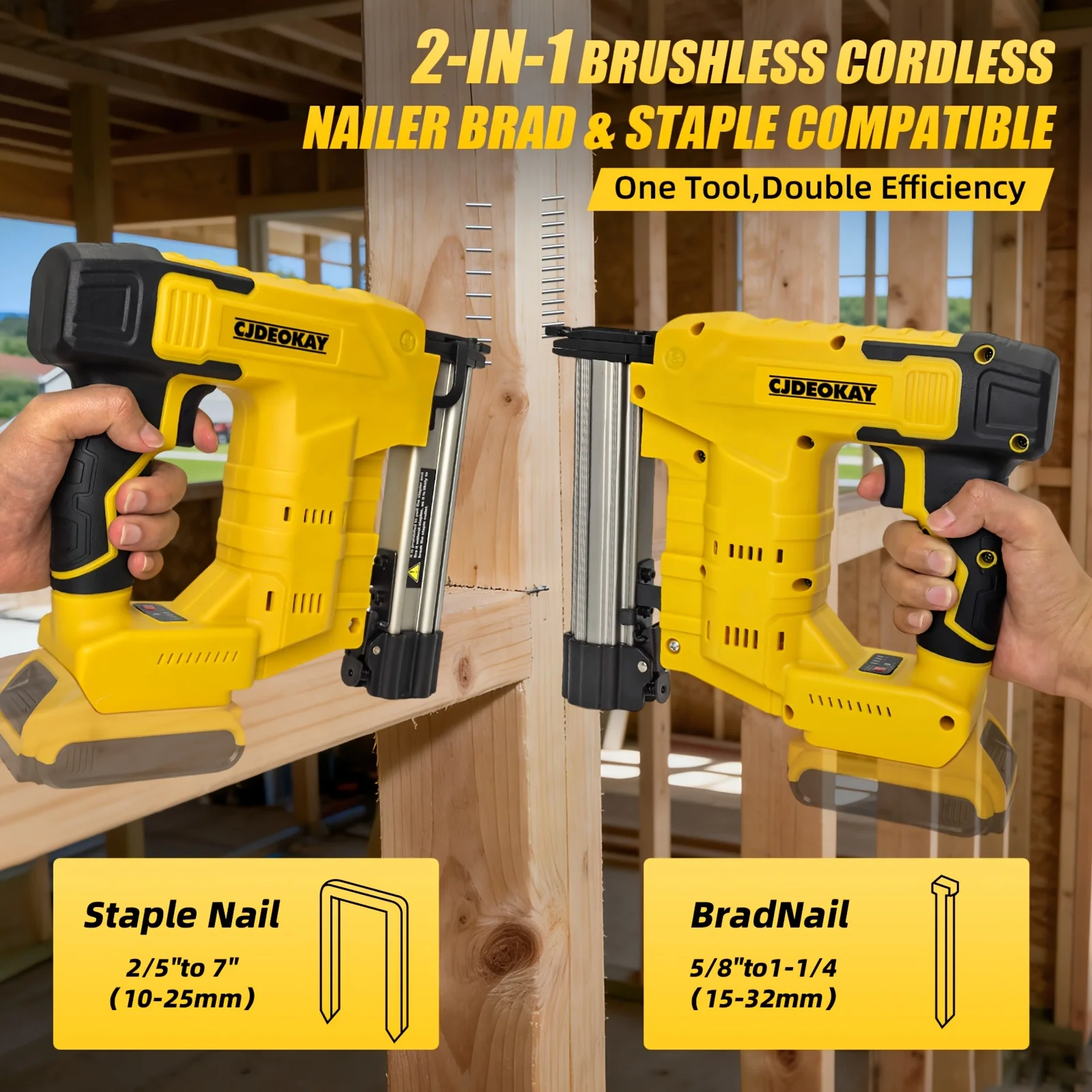 2-in-1 Cordless Brad Nailer & Staple Gun | Brushless Motor | Works with Standard 20V Batteries | Drives 1-1/4″ Brads & 1″ Staple - view 3