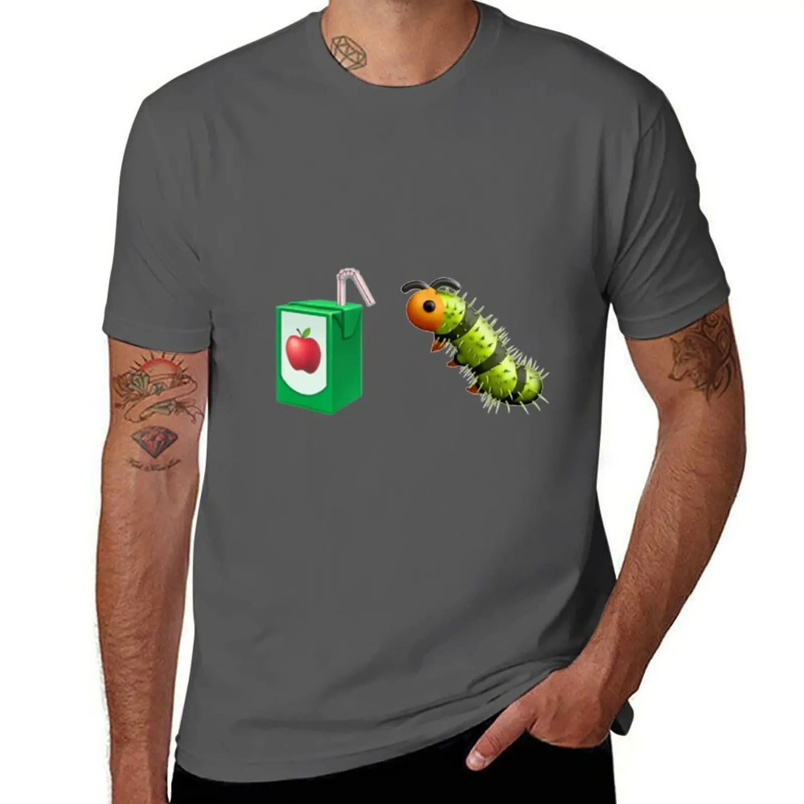 Caterpillar and Apple Juice Emoji Combination T-Shirt anime t shirts sublime clothes Men's t-shirts