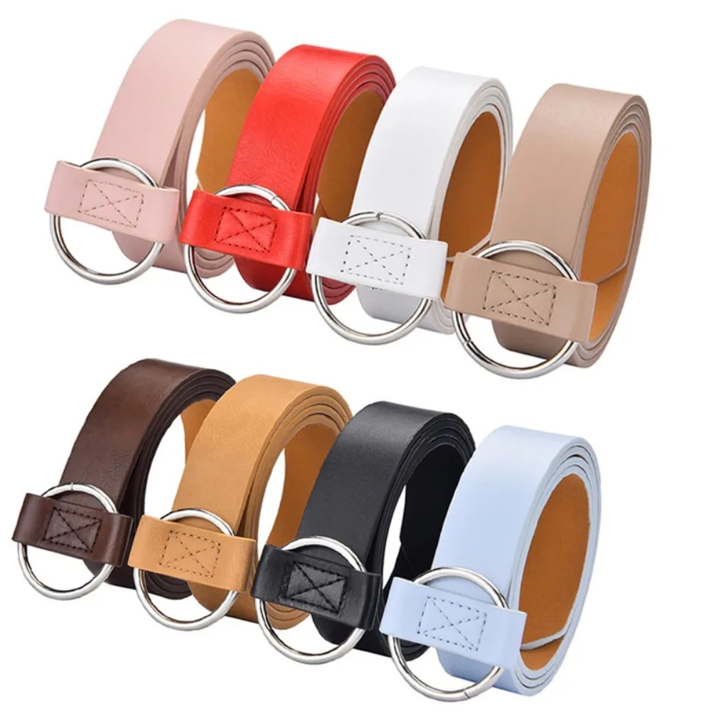 

Women's Waist Belt Round Metal Buckle PU Leather Designer Fashion Accesories Waistband for Women