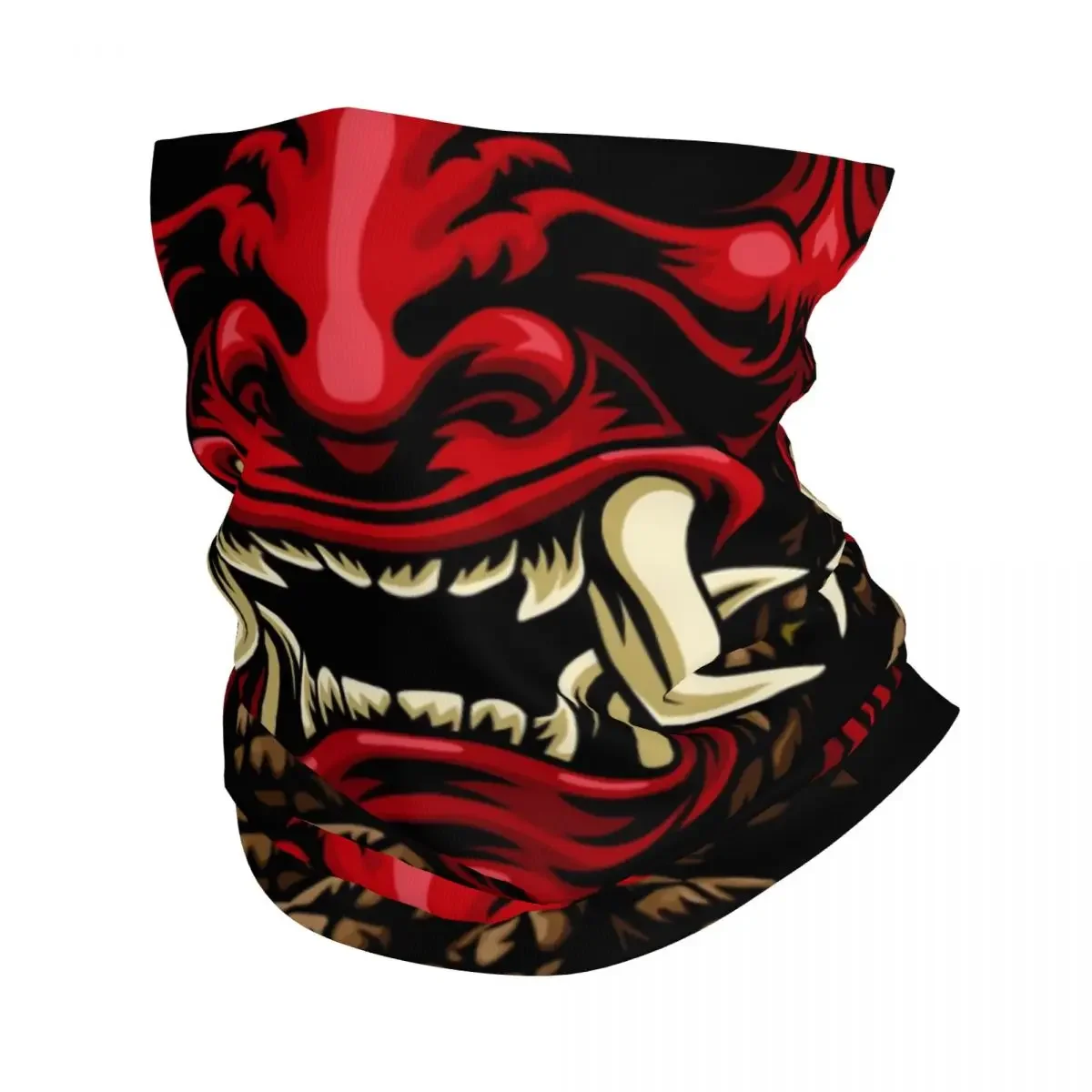 Oni Demon Bandana Neck Gaiter UV Protection Face Scarf Cover Men Women Japanese Samurai Ronin Headband Tube Balaclava Scarf