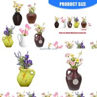 5Pieces Small Decorative Flower Pot Plastic Vase Magnets Fridge Decors