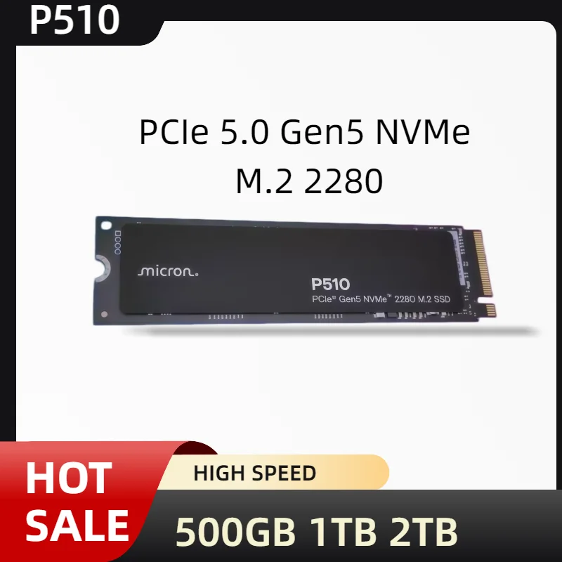 For Crucial PCIe 5.0 Gen5 NVMe M.2 2280 P510 SSD 1TB 2TB Internal Solid State Drive for Laptop Desktop Gaming PC Hard Disk