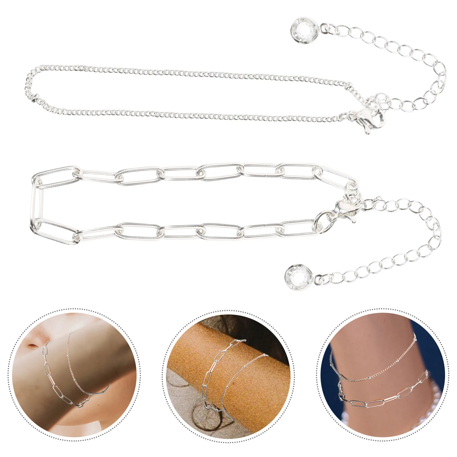 

Stylish Paper Clip Bracelet Double Layer Wrist Chain Adjustable Fashion Jewelry for Women Girls Party Daily Wear