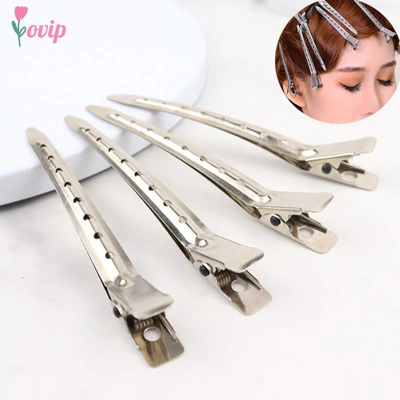 10pcs Hair Care Clips Stainless Steel Hairdressing Sectioning Clips Clamps For Hairdressing Tools