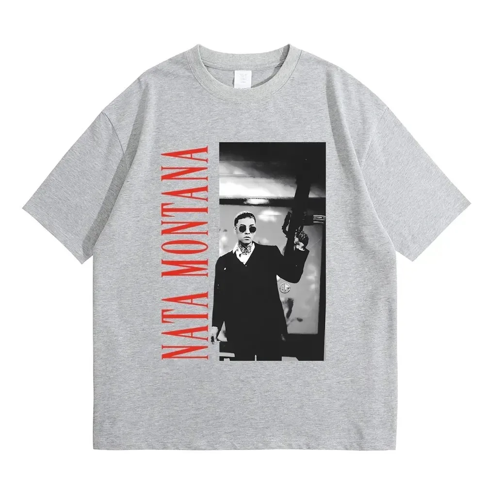 Singer Natanael Cano Nata Montana Print T-shirt Male Fashion Casual Tshirt Men Women Gothic Streetwear Unisex Pure Cotton Tees