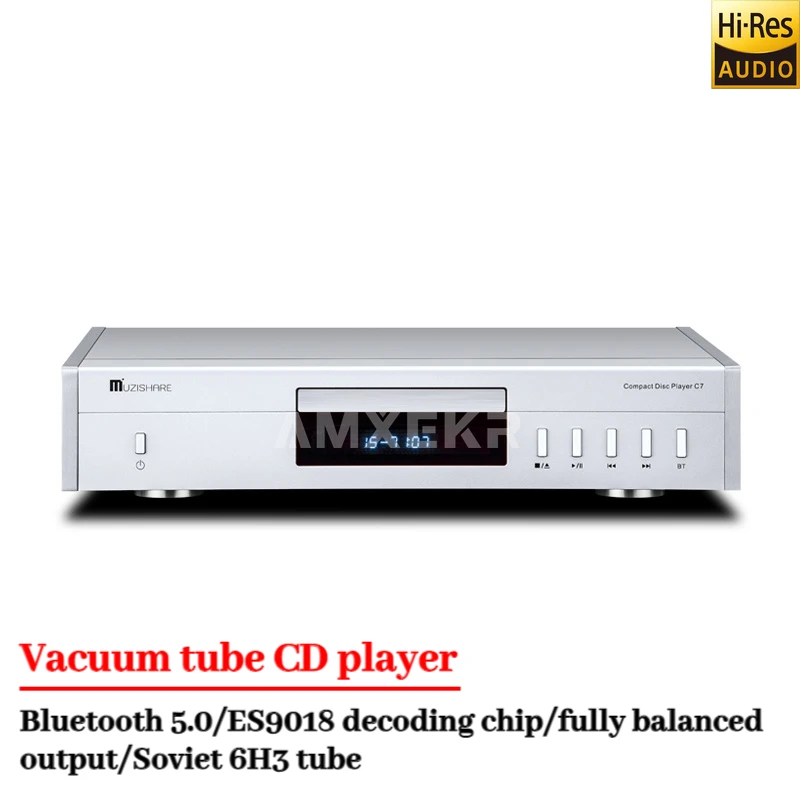 AMXEKR MUZISHARE C7 Audiophile Vacuum Tube CD Player 5.0 Bluetooth ES9018 Decoding Fully Balanced with Remote Control Home Audio