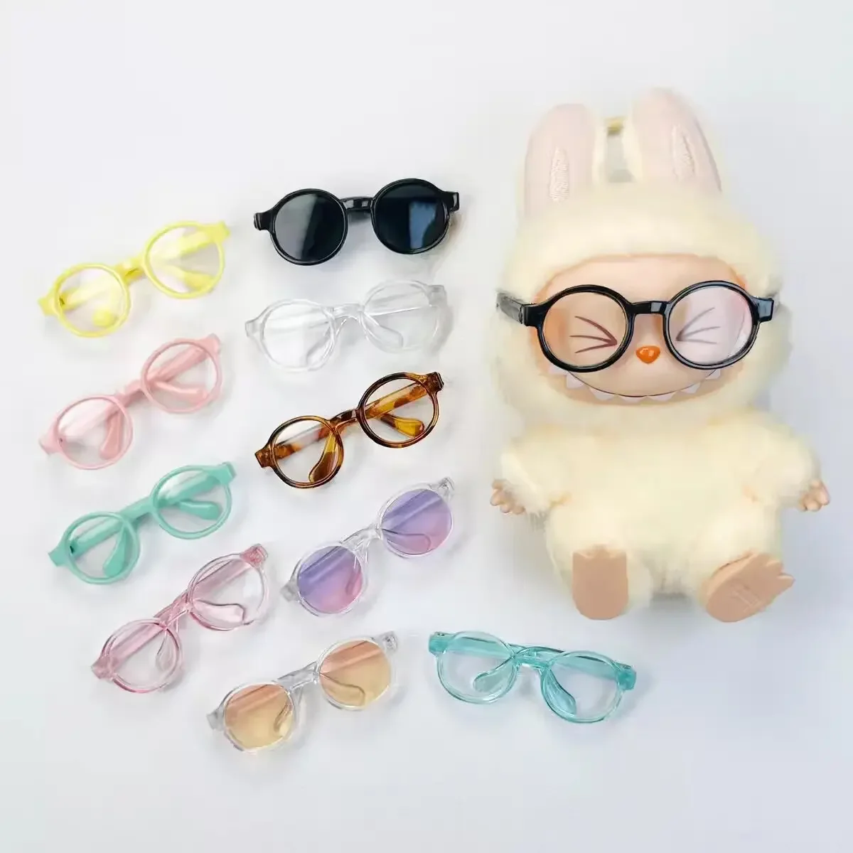 For 6.5cm Transparent Plastic Glasses for 1/8 1/6 1/3 1/4 BJD for Labubu MSD SD Plush for EXO Doll Sunglasses