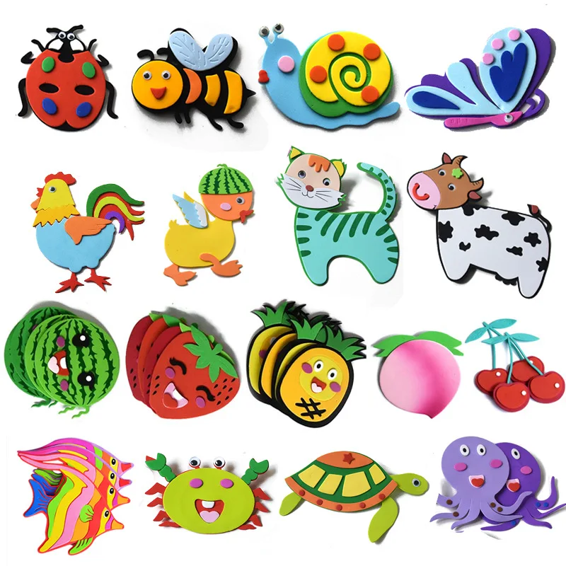 EVA Animal Fruit Bee Sting Butterfly Felt DIY Package Foam Kindergarten Decoration Primary School Classroom Wall Stickers