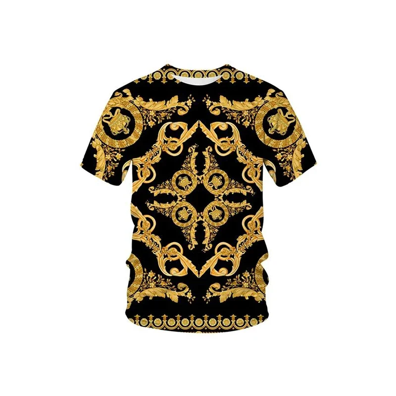 Fashionable Ornate Pattern Pictures For Men\'s T-Shirts Trend Digital Printing Casual Round Neck Short Sleeved Tops