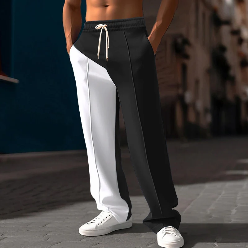 Fashion Men\'s Slim Sweatpants 2024 Spring New Casual Drawstring Mid Waist Trousers Men Clothing Leisure Contract Color Long Pant