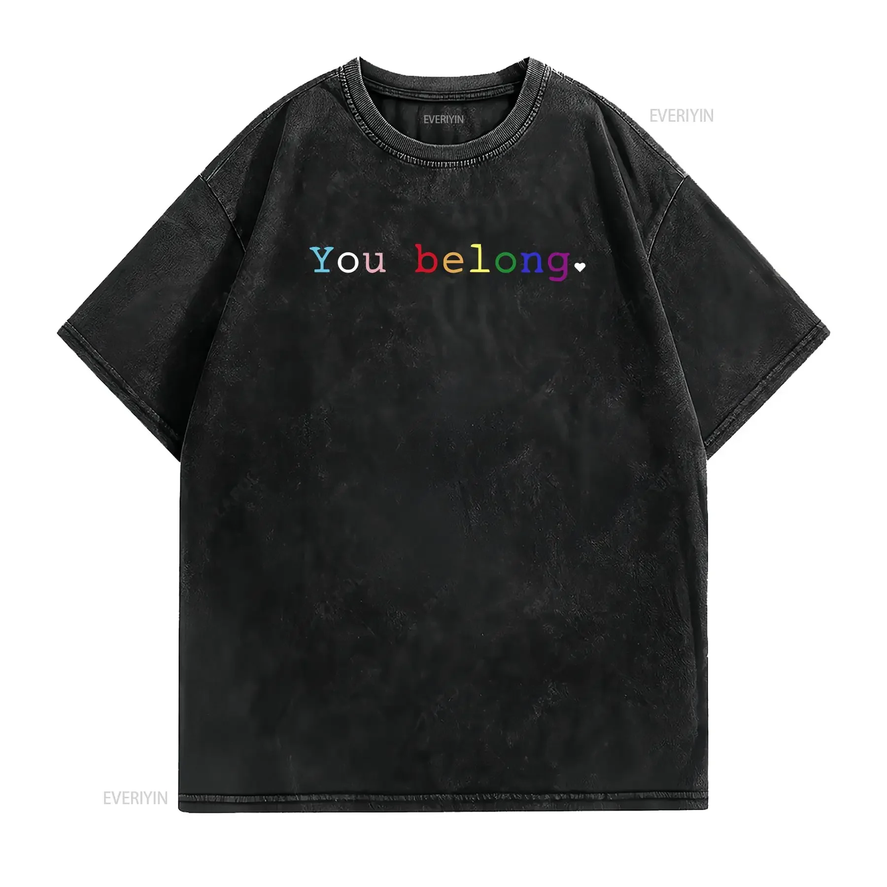 Pride T Shirt LGBT LGBTQ Ally Women Lesbian Gay You Belong Trans Equal vintage Washed Casual streetwear Soft Unisex Versatile