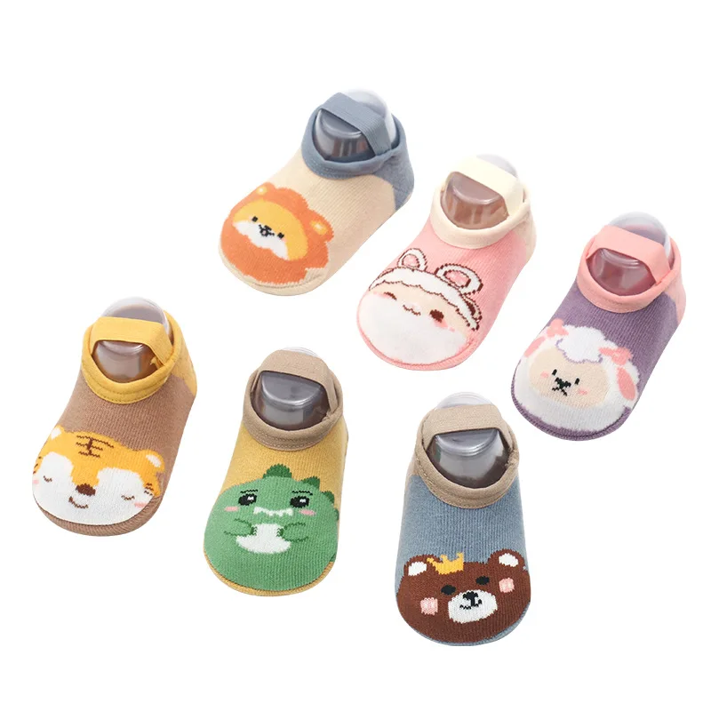 Cute Baby First Walkers Sock Cartoon Animal Non-slip Floor Sock for Infant Boy Girl Spring Autumn Indoor Strap Toddler Sock