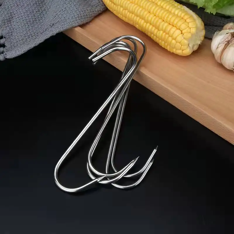 Stainless Steel S Butcher\'s Meat Hook Tool for Hot and Cold Smoking Butchering Hunting Chicken BBQ Pork Sausage Bacon Grill Hook