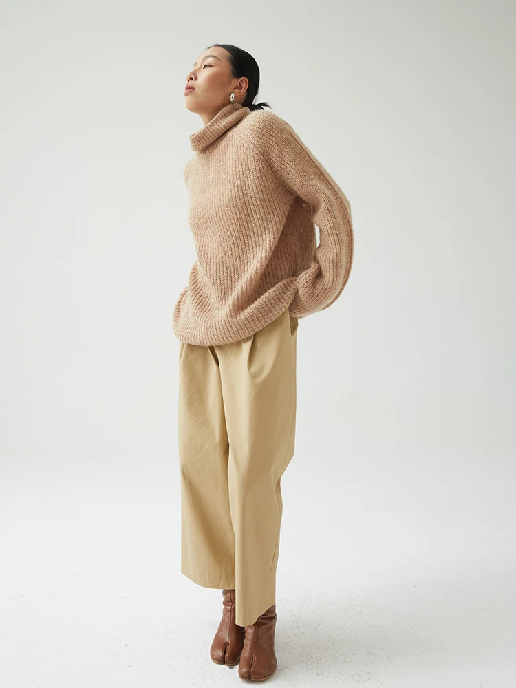 

Tore Cloud Living Soft Wind Hair High Collar Knitted Sweater Women's Gentle Sle Warm Woolen Long Sve Top