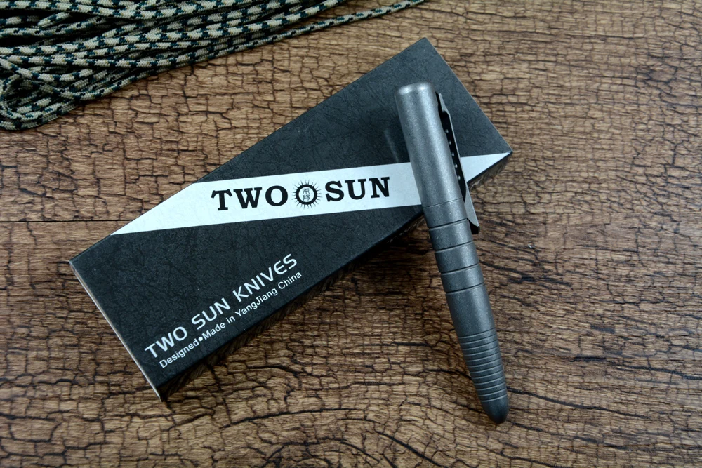 TWOSUN TC4 Titanium Alloy Tactical Pen Defense Tool Stonewashed EDC Outdoor Daily Writing PEN05