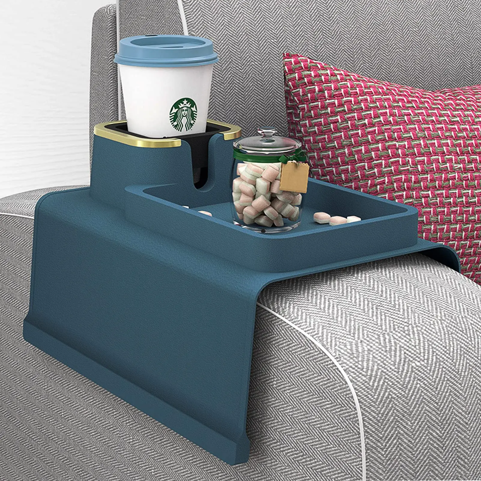 Sofa Armrest Tray with Cup Holder Spill-Proof Sofa Coaster Sofa Armrest Organizer Couch Armrest Table Armchair Drink Holder