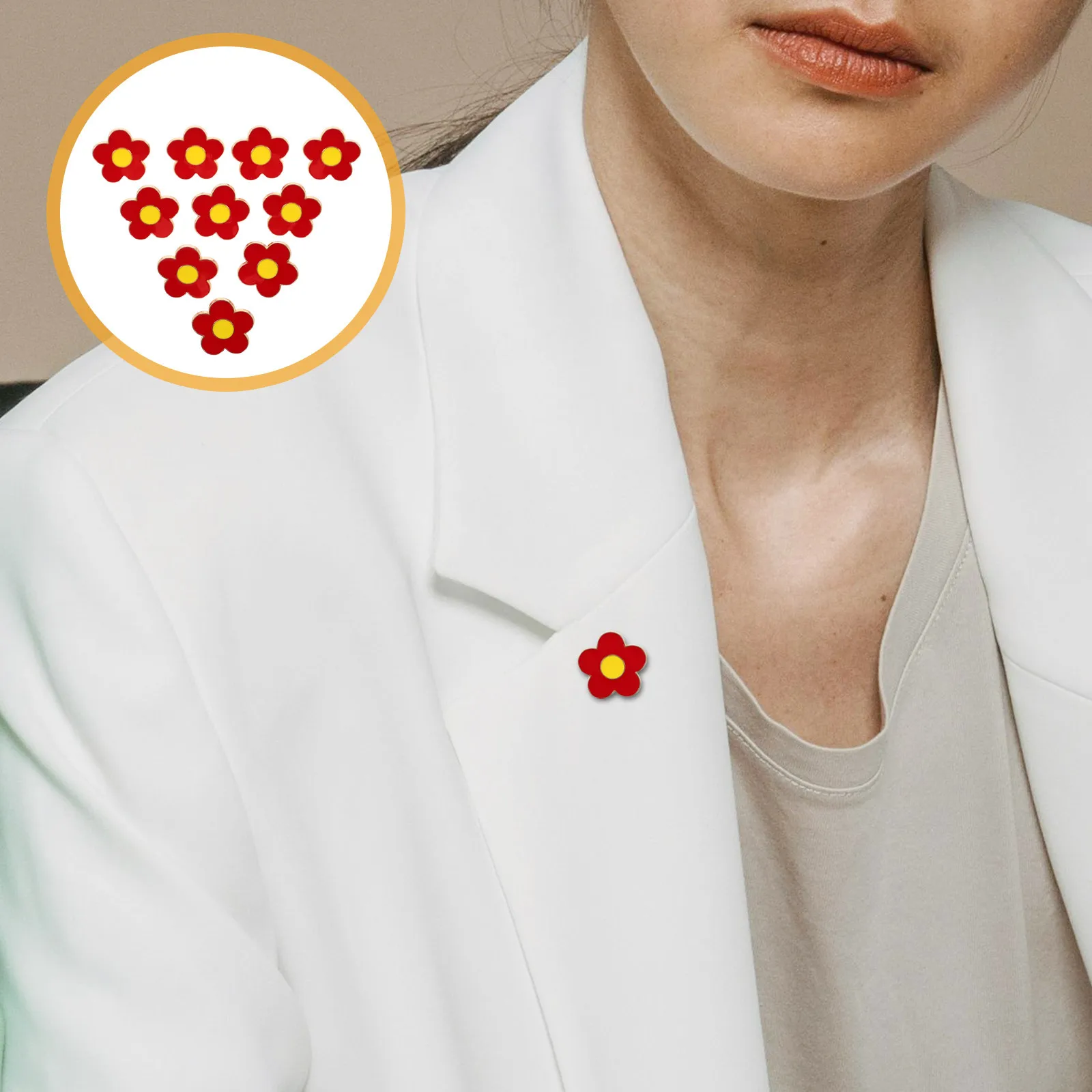 10 pçs flor vermelha lapela broche pino para mulheres vestido terno saco chapéu acessório floral pino crachá flor broches para mulher