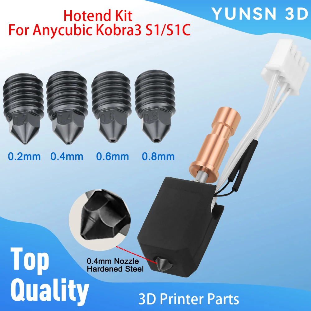 

Hotend Kit For Anycubic Kobra3 S1/S1C Upgrade Ceramic High Flow Hot End Kit 0.4mm Hardened Steel Nozzle For Kobra S1C 3D Printer
