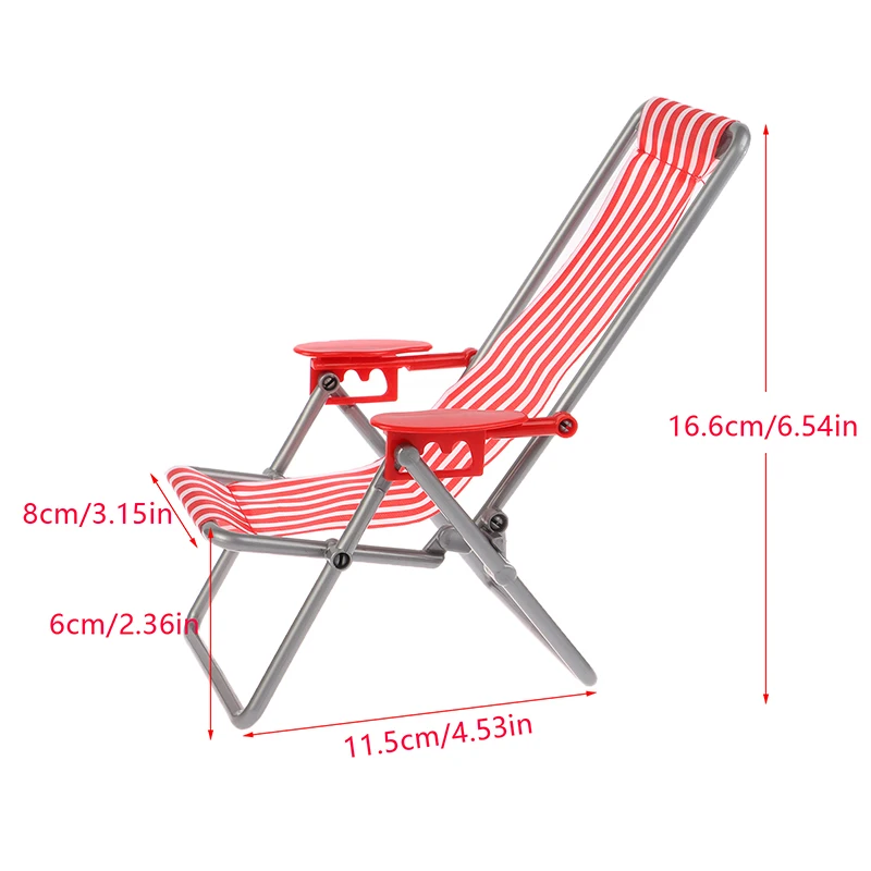 دمية كرسي شاطئ صغير قابل للطي ، دمى قابلة للاستلقاء غير رسمية في الهواء الطلق ، أثاث منزلي ، نموذج ديكور ،