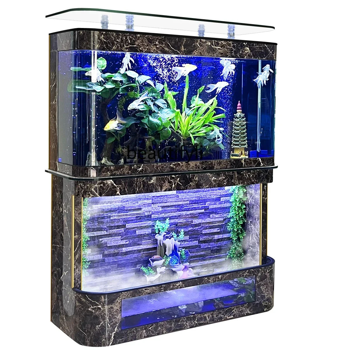 Water Curtain Wall Fish Tank Large Living Room Glass Vertical Ecological Turtle Dedicated Aquarium