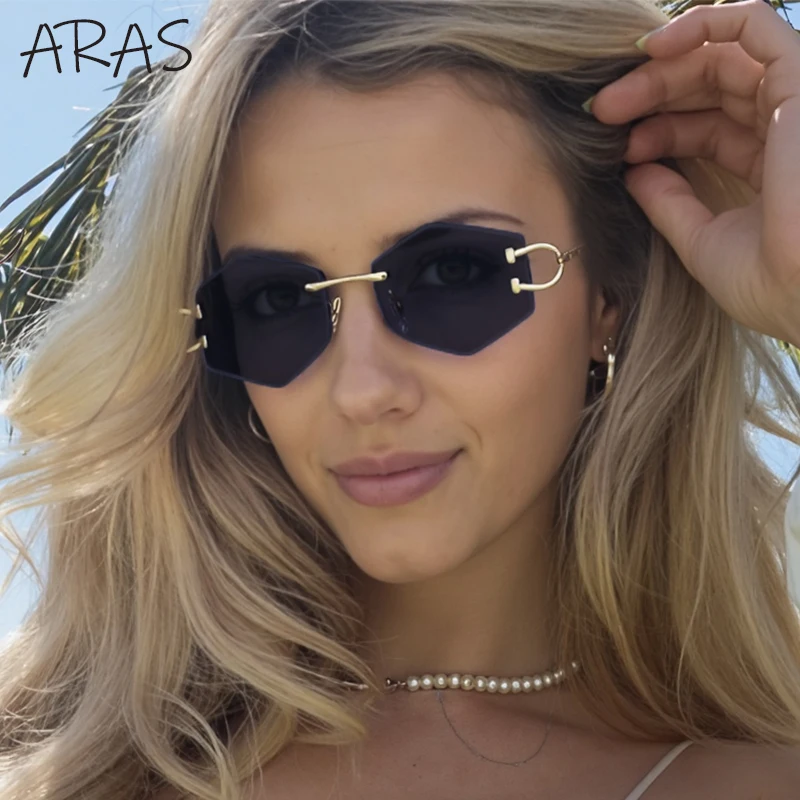 

Small Frame Hexagon Rimless Sunglasses Women 2025 Luxury Brand Punk Metal Rhombus Sun Glasses For Ladies Fashion Vintage Shades