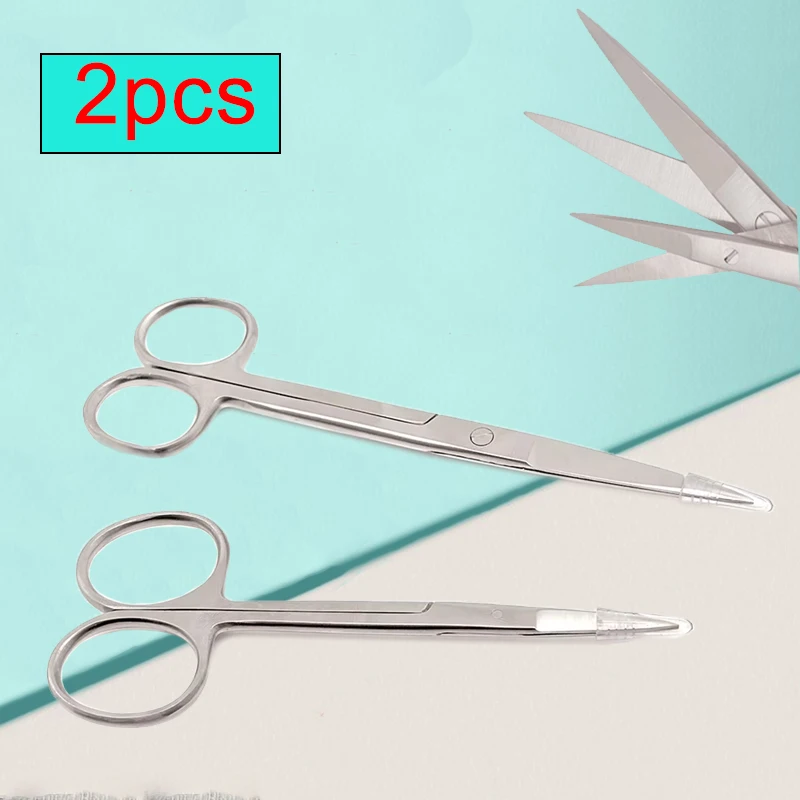 

2 шт. стоматологические хирургические ножницы из нержавеющей стали с прямым наконечником для удаления швов для хирургических инструментов для стоматологической клиники