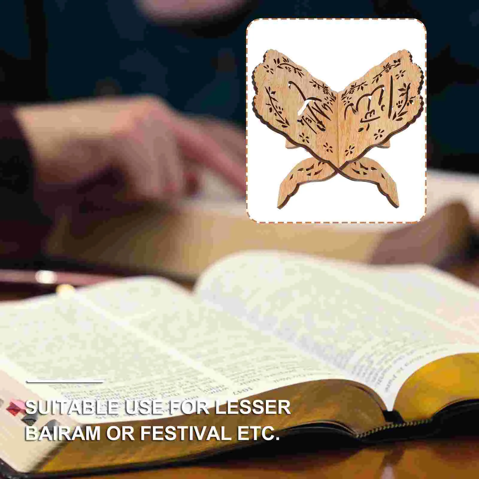 Bible Book Rack Bookshelves Koran Stand Bracket Tablet Riser Wooden Beautiful Quran