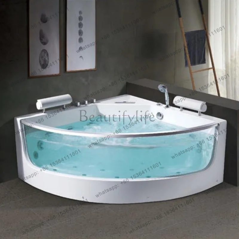 Surfing massage vortex bathtub acrylic material light luxury luxury fan corner thermostatic bathtub