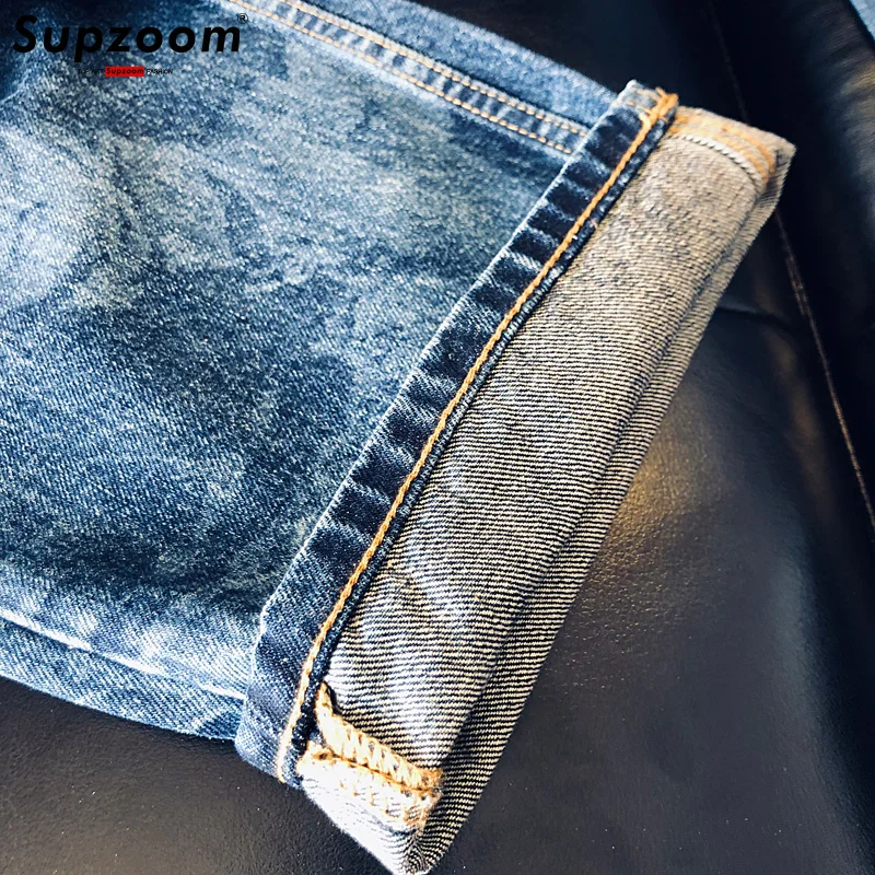 Supzoom New Arrival Hot Sale Top Fashion Autumn Zipper Fly Stonewashed Casual Patchwork Cargo Denim Pockets Cotton Jeans Men