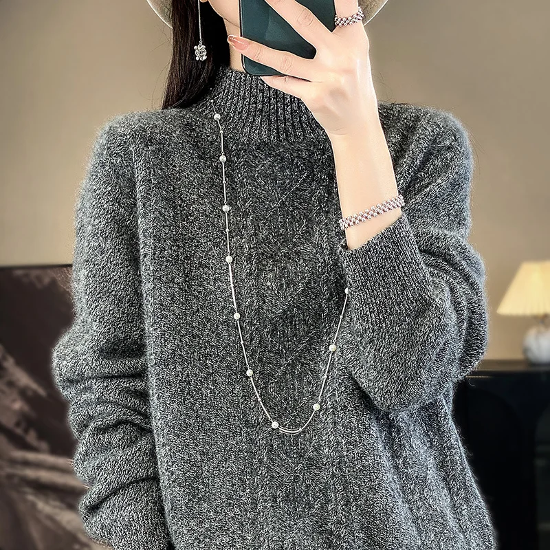 Ringer Autumn/Winter new 100% Merino wool cashmere sweater women's O-neck pullover warm bottom knit shirt top