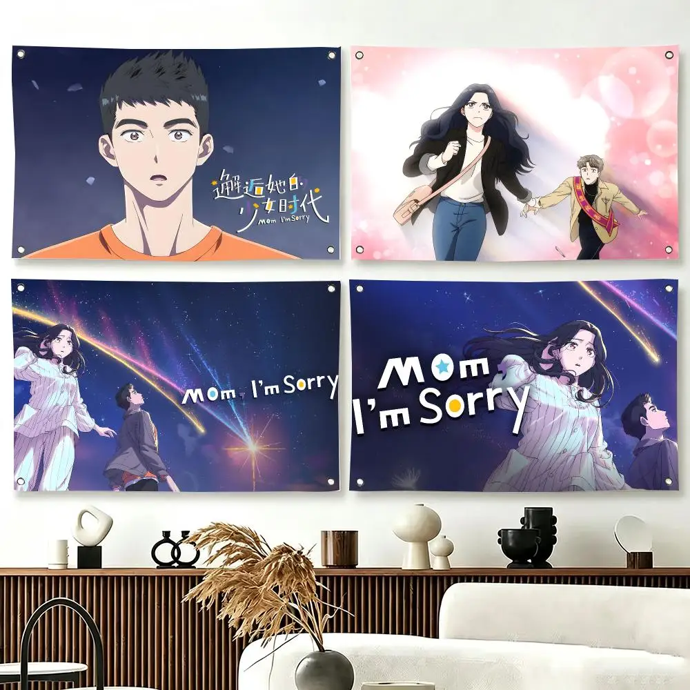 Animation M-Mom Im Sorry Flags  For Living Room Home Dorm Decor Wall Outdoor Camping Party Banner Gifts