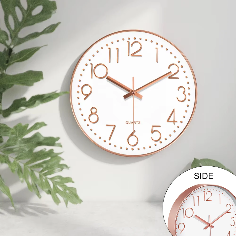 Minimalist Quartz Wall Clock Cubic Digital Clock Modern Style Silent No Ticking Living Room Bedroom Office Clock 8/10/12 Inch
