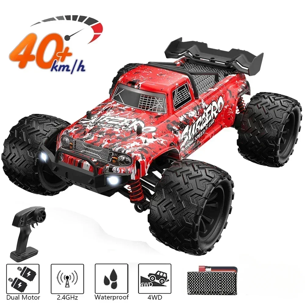 1:16 Dual Motor RC Car Off Road 4x4 40Km/H High Speed Remote Control Car Drift Monster Truck Toys with LED 2.4G for Adults Kids