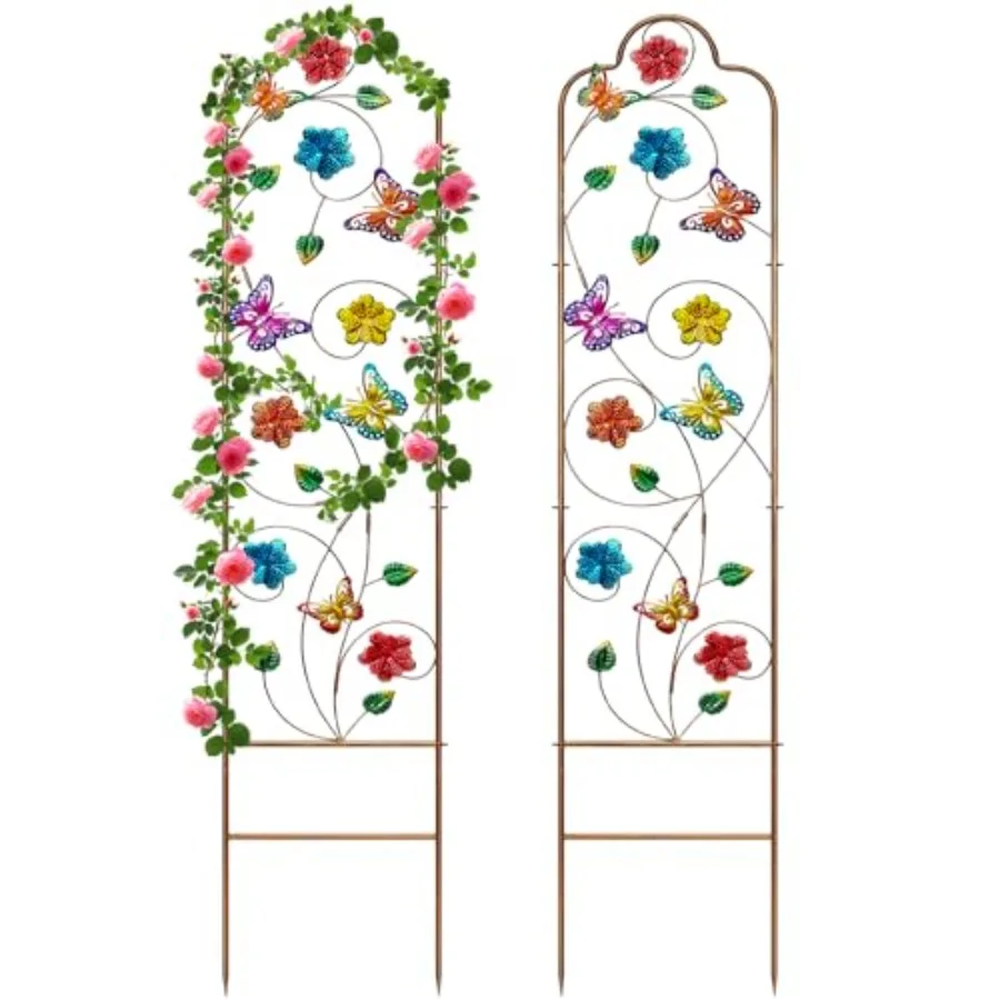

2 Pack Metal Garden Trellis Arched Fence Trellises for Climbing Plants Outdoor, Roses, Vines, Flowers, and Vegetables Support,